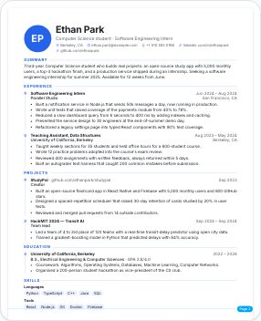 Metro résumé template