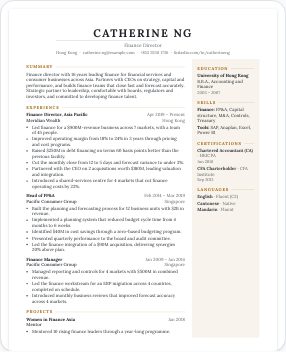 Prestige résumé template